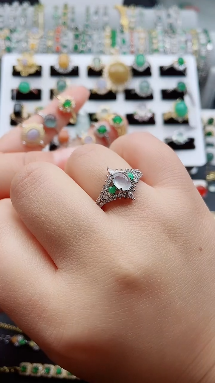 【闪购商品】翡翠戒指银S925镶嵌1111