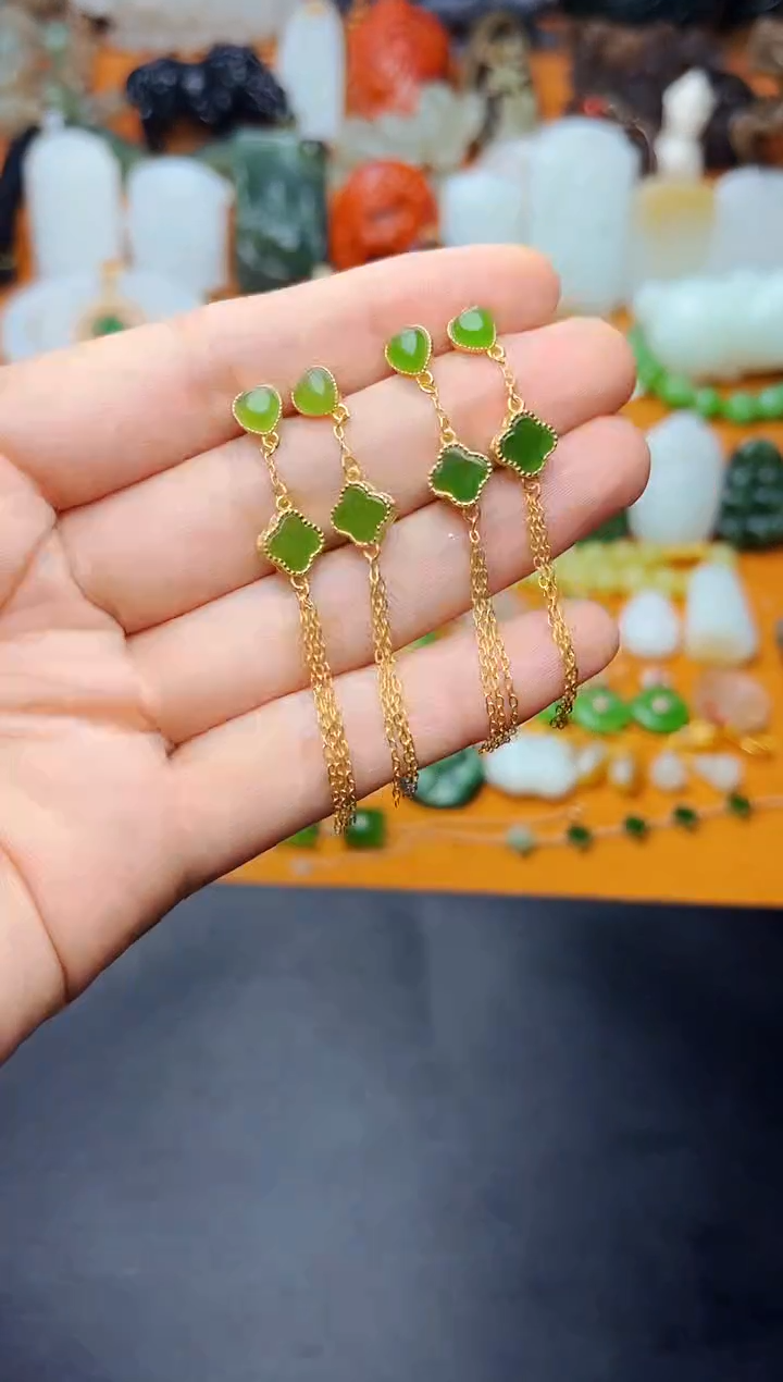 【闪购商品】和田玉耳饰银S925镶嵌多样性拍一发一