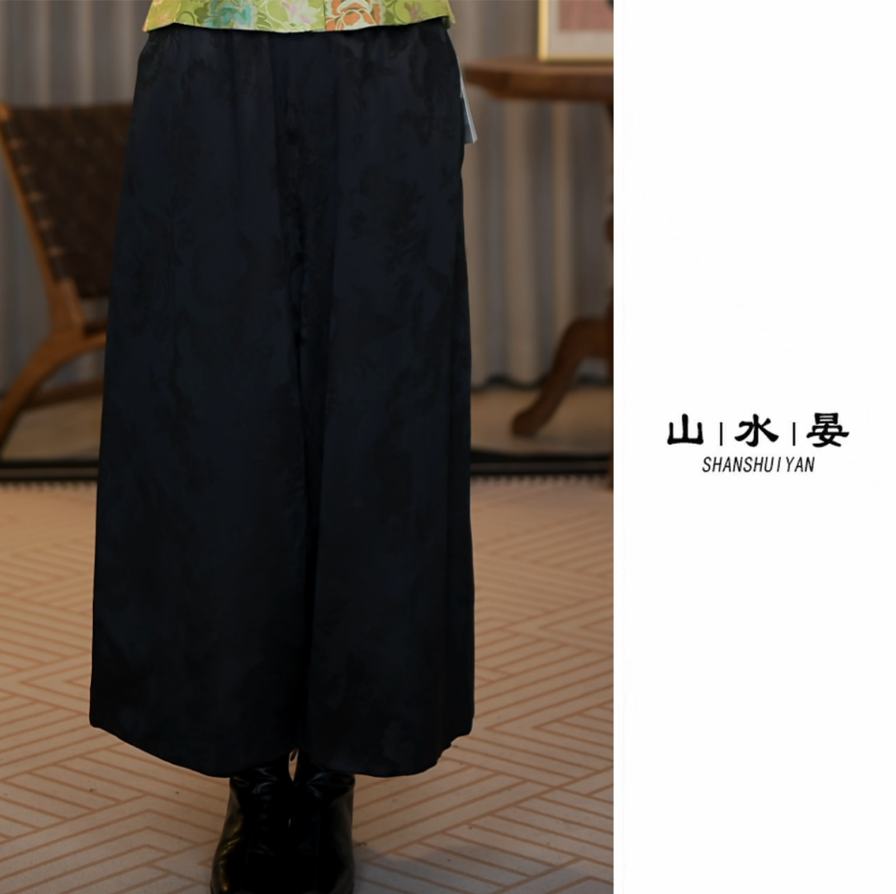 冬季中式冠乐皱棉裤百搭阔腿裤时尚减龄显瘦中国风民族风UNX5463