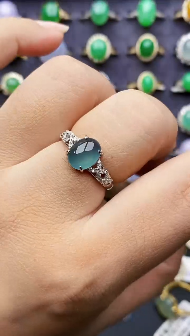 银S925镶嵌戒指翡翠2552