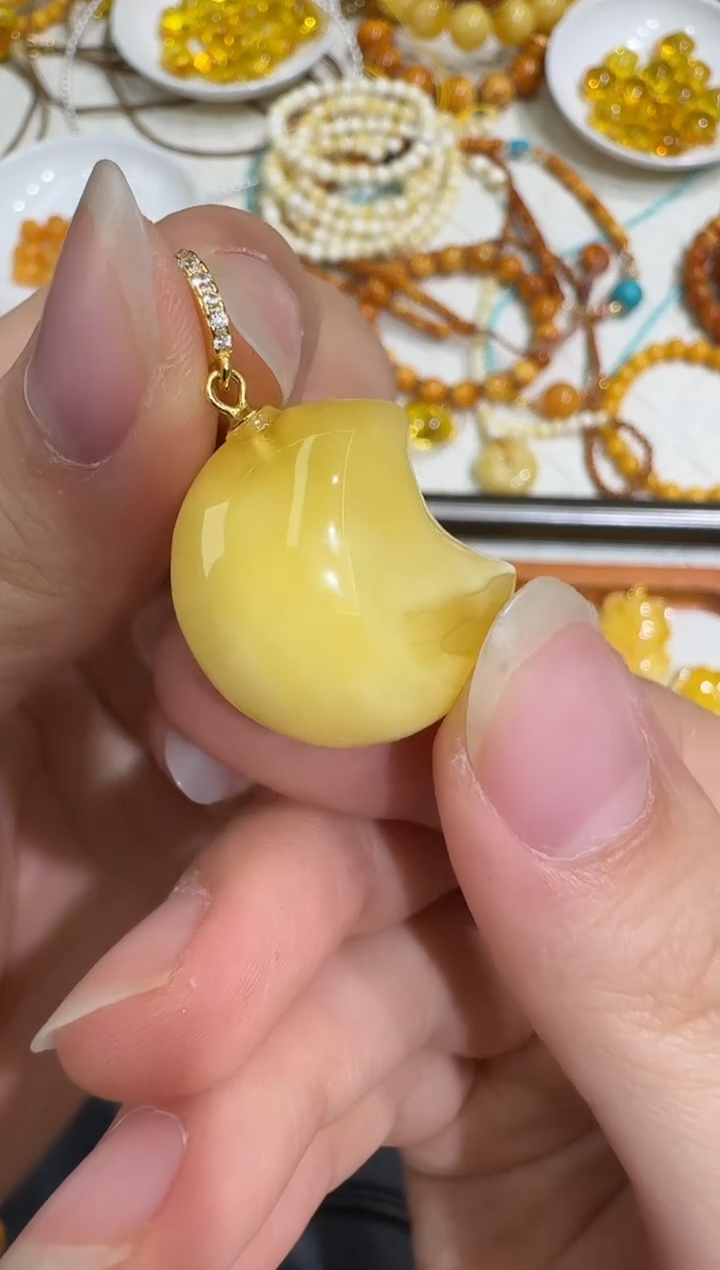 银S925镶嵌颈饰琥珀X0813-1195-66