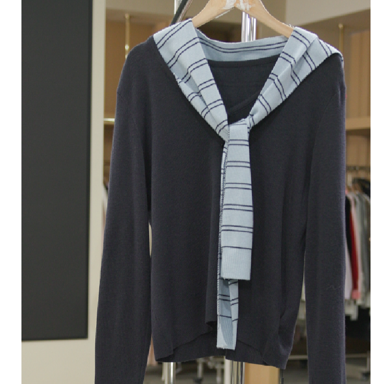 883-8821 碳灰  毛针织衫春秋休闲女针织上衣长袖气质