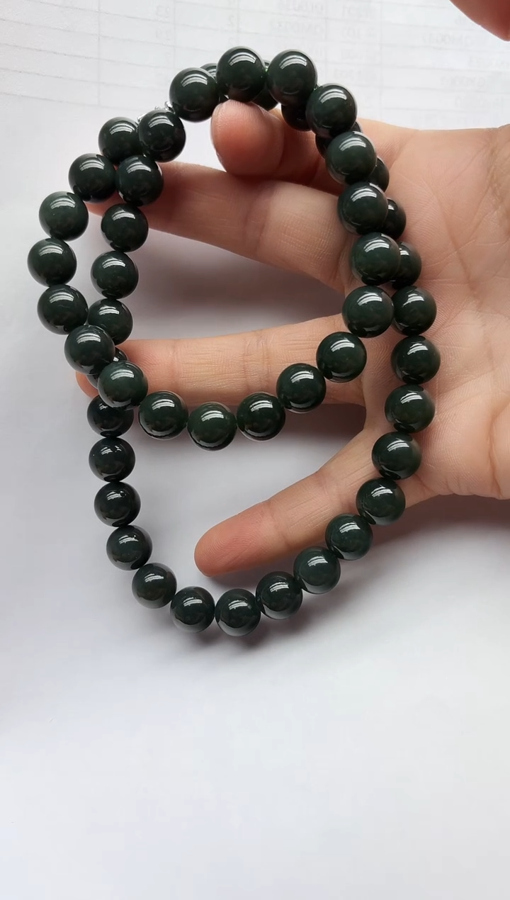 未镶嵌手链和田玉10mm沙枣青妈妈链