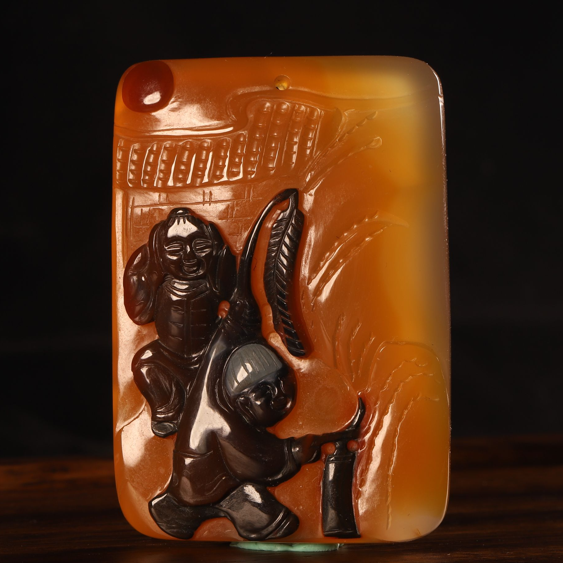 清  玛瑙《欢天喜地》牌子