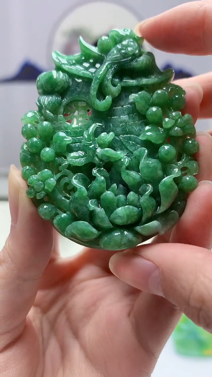 【闪购商品】定制翡翠未镶嵌4852zm-毛货挂件花赠珠链113