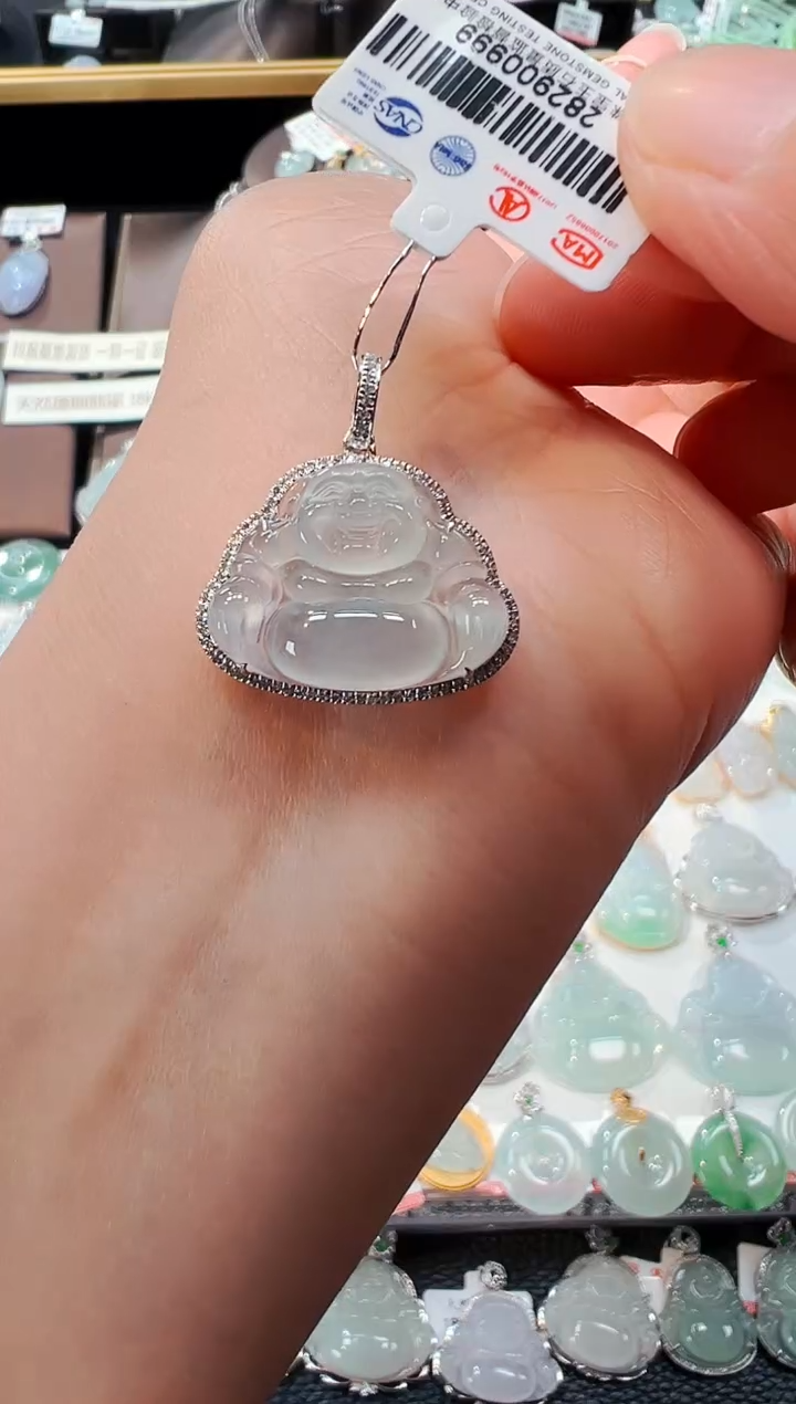 【闪购商品】翡翠吊坠(不含链)18K金镶嵌佛公吊坠999