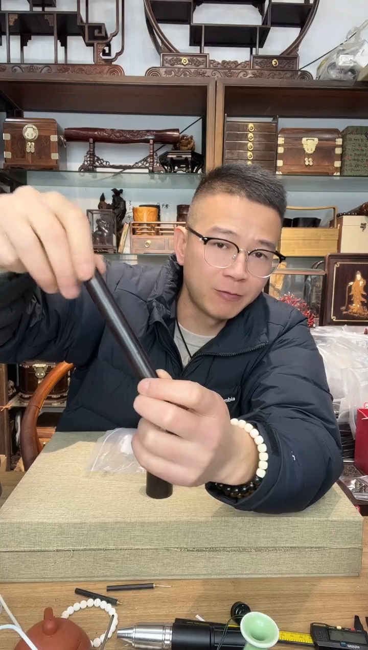 乌木类书架009紫光檀茶刀+牙签筒