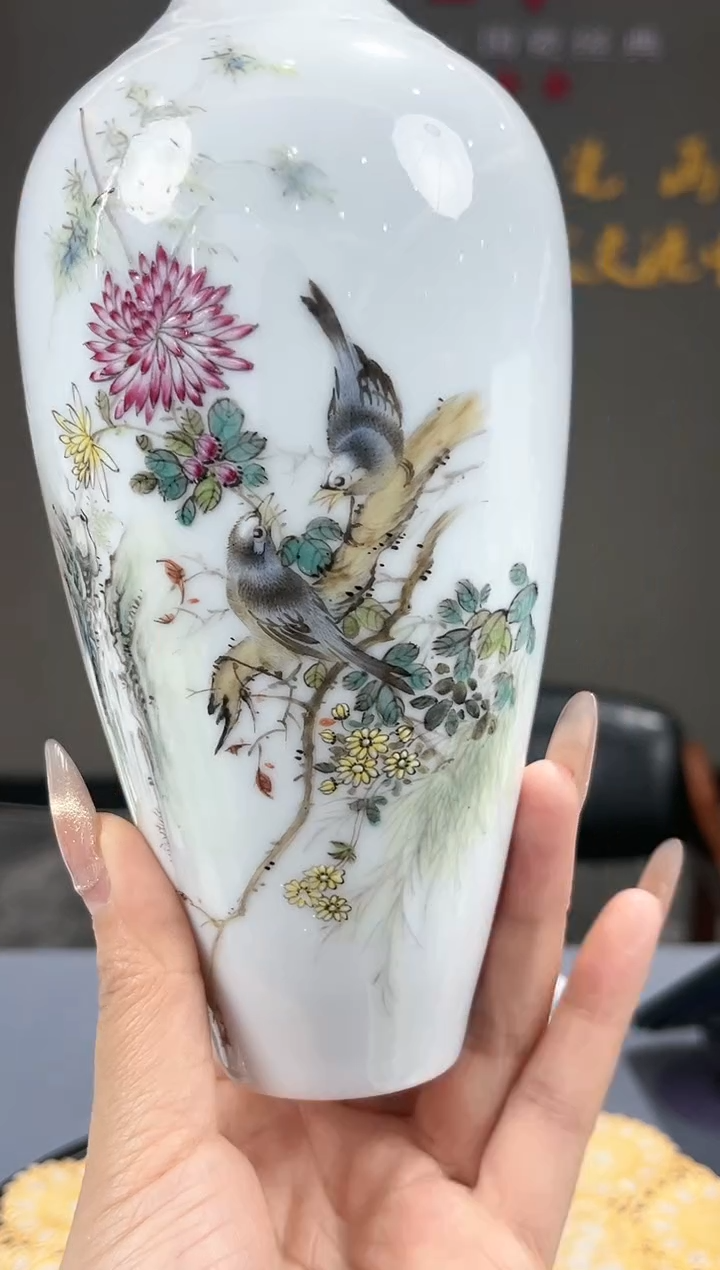 【闪购商品】官窑瓷画院804官窑瓷画院花鸟玉净瓶