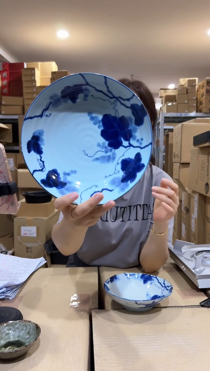 美浓烧蓝染葡萄21cm4个