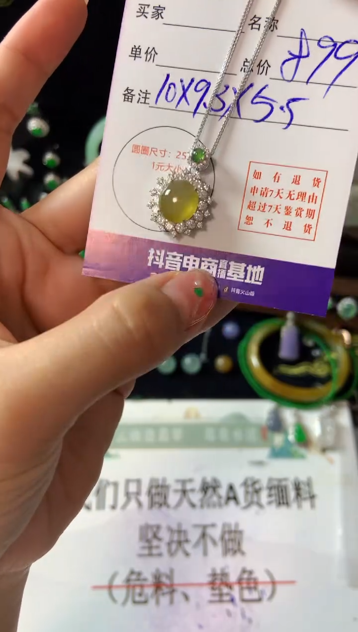 【闪购商品】翡翠颈饰银S925镶嵌翡翠