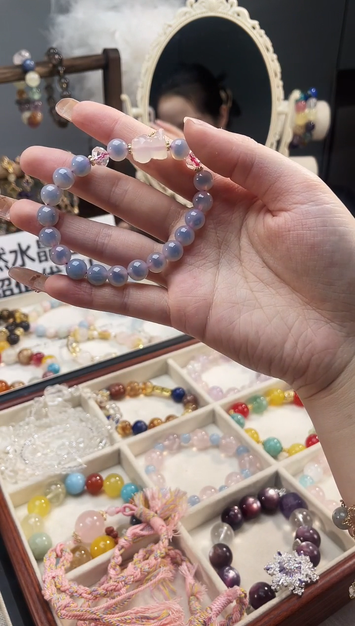 未镶嵌手串水晶小熊蓝手串