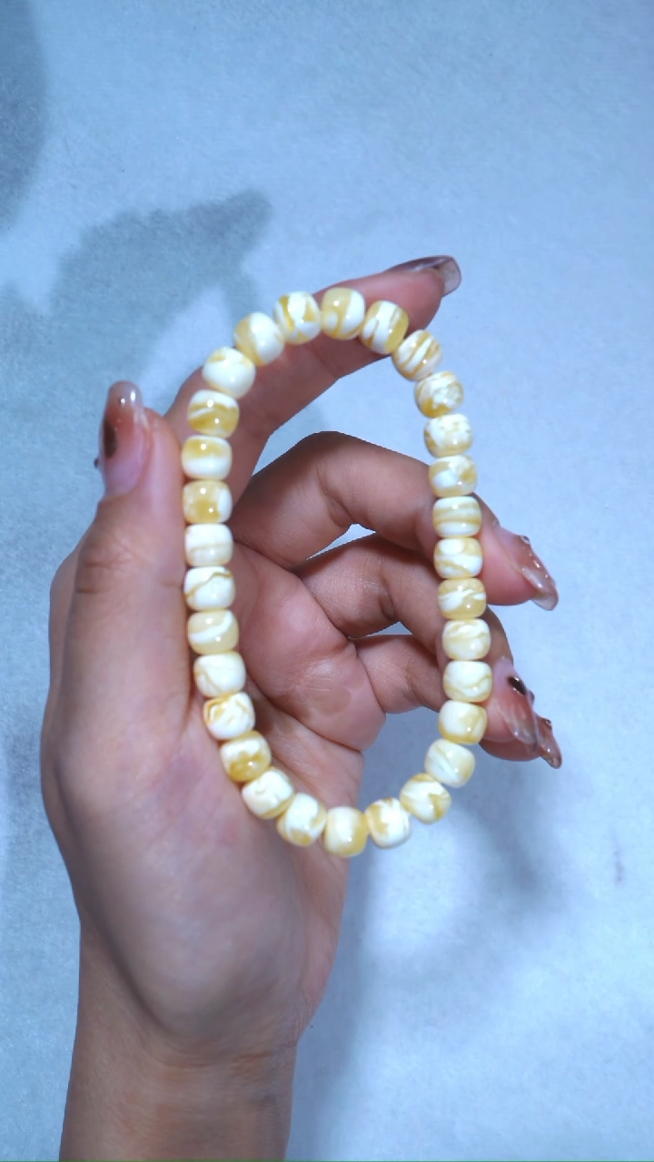 【闪购商品】蜜蜡手链未镶嵌8mm典藏级金漆瓷白妖孽