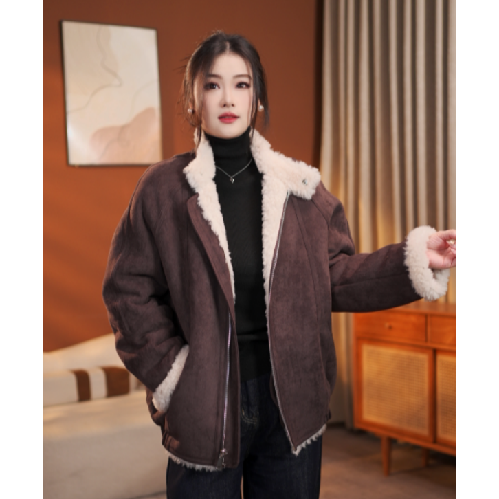 【七七】小香风毛毛外套女2025新款时尚休闲百搭夹克上衣24810