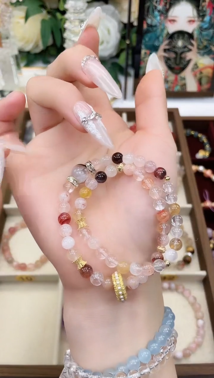 【闪购商品】水晶手链未镶嵌红浇花双圈跑环