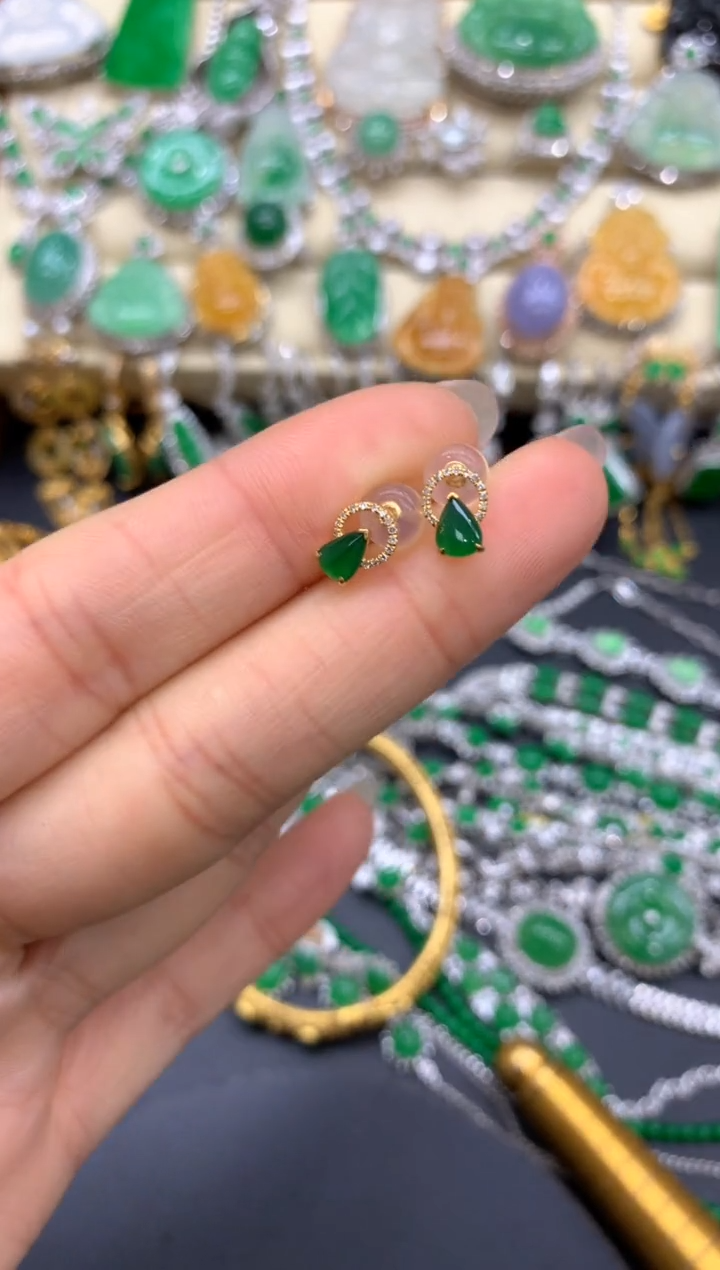 【闪购商品】翡翠耳饰18K金镶嵌172-中国好珍宝