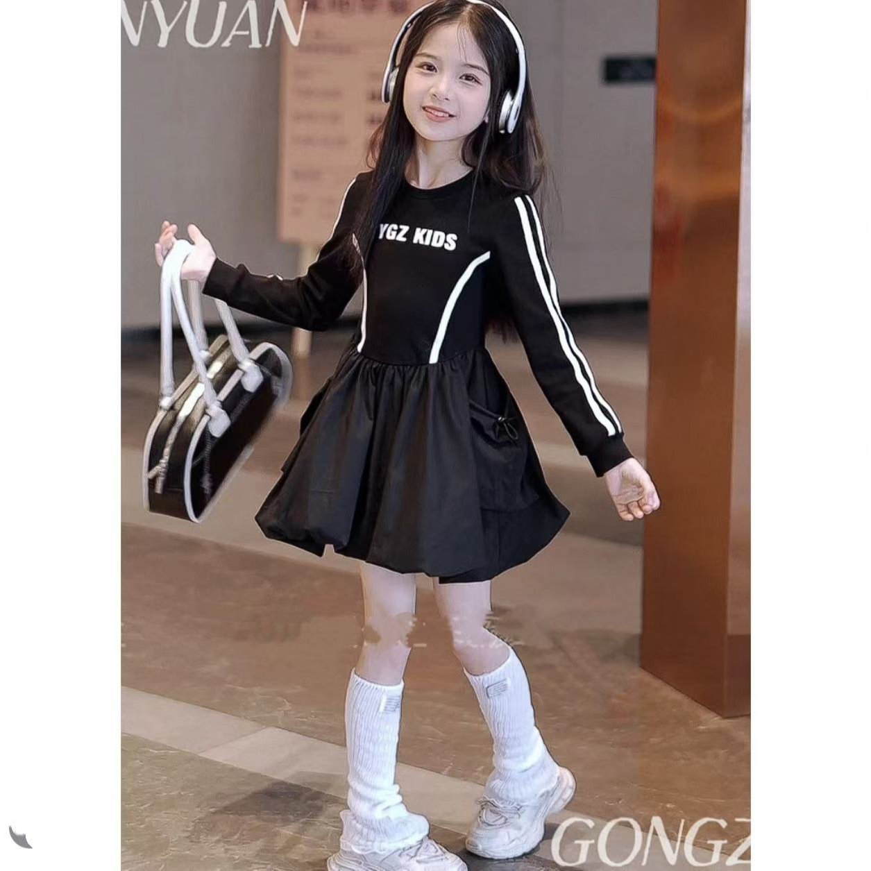 女童高级感黑色连衣裙D