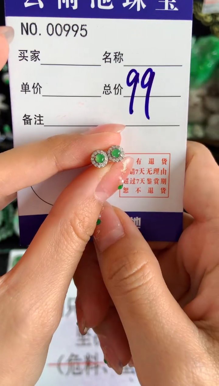 【闪购商品】翡翠耳饰银S925镶嵌翡翠