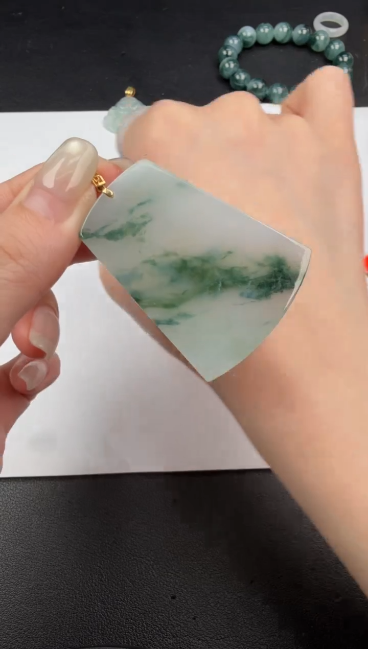 吊坠(不含链)18K金镶嵌翡翠翡翠饰品-156