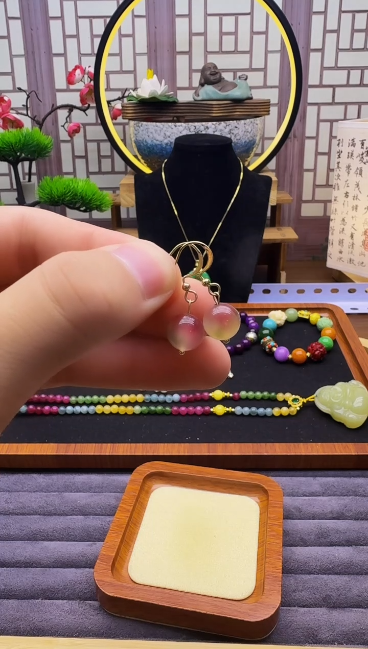 碧玺耳饰14K金镶嵌E133