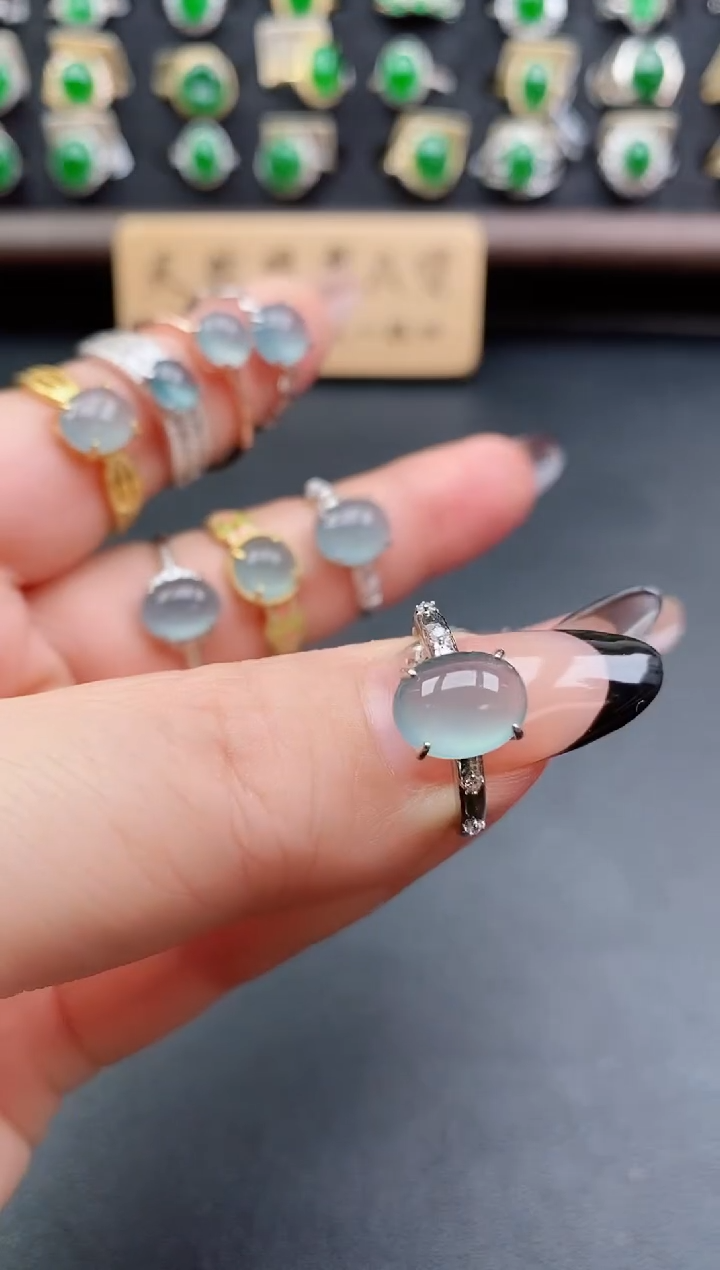 银S925镶嵌戒指翡翠1