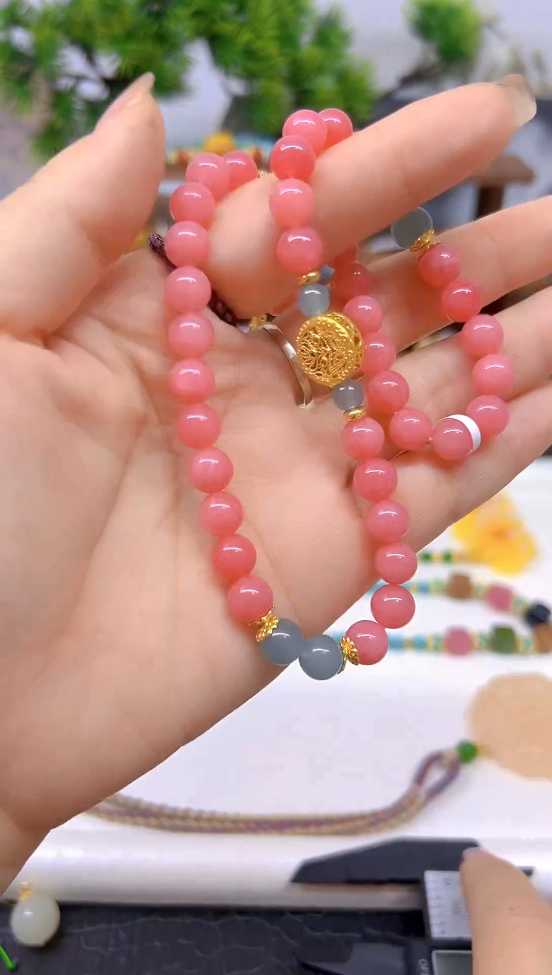 菱锰矿（红纹石）未镶嵌手串S660