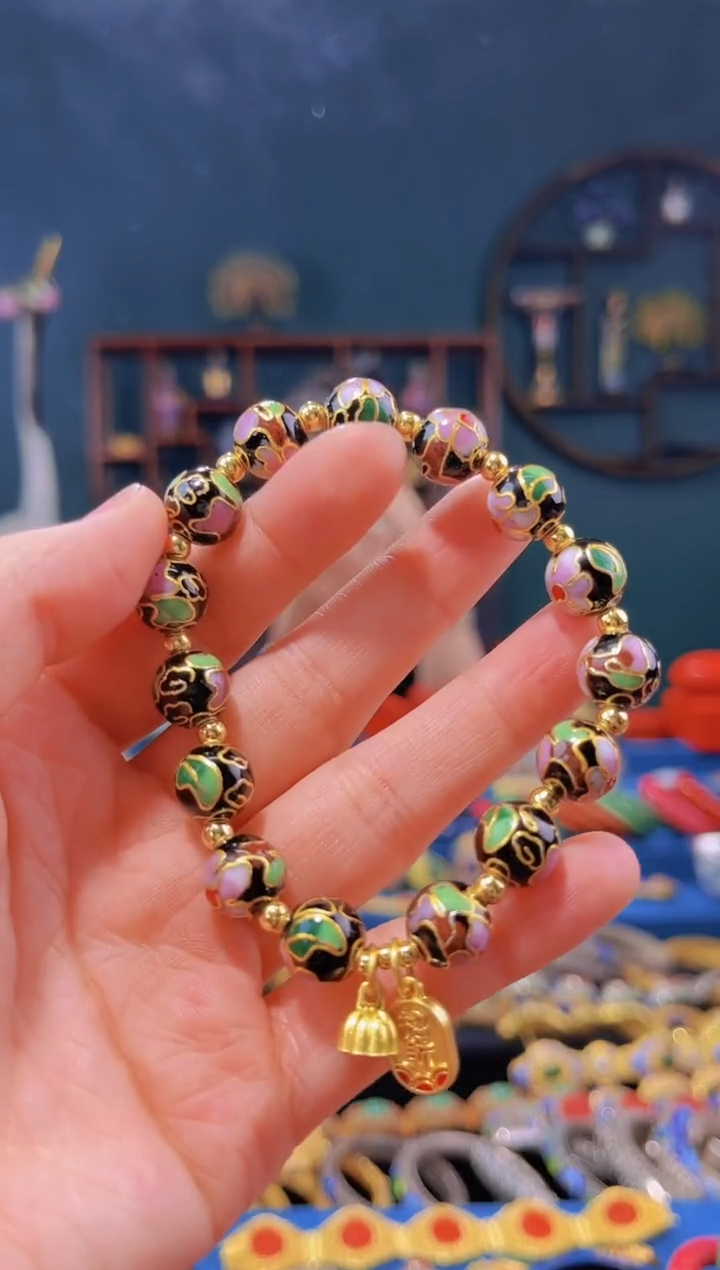 【闪购商品】非遗绝技 景泰蓝手串 黑