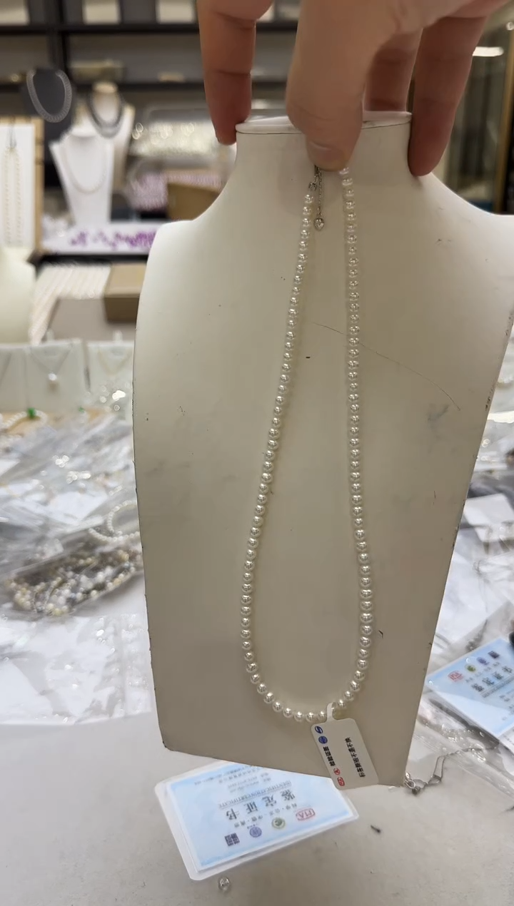 淡水珍珠银S925镶嵌项链4-5mm 爱心尾链
