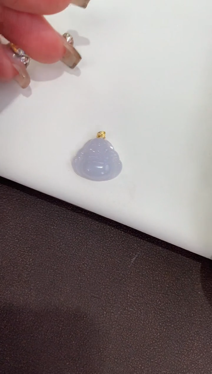 翡翠18K金镶嵌吊坠(赠链)天然缅甸a货翡翠(多样性发其一