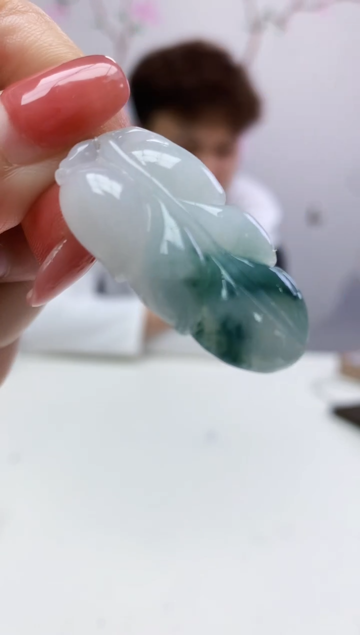 定制翡翠未镶嵌003xm-毛货叶子9赠金扣