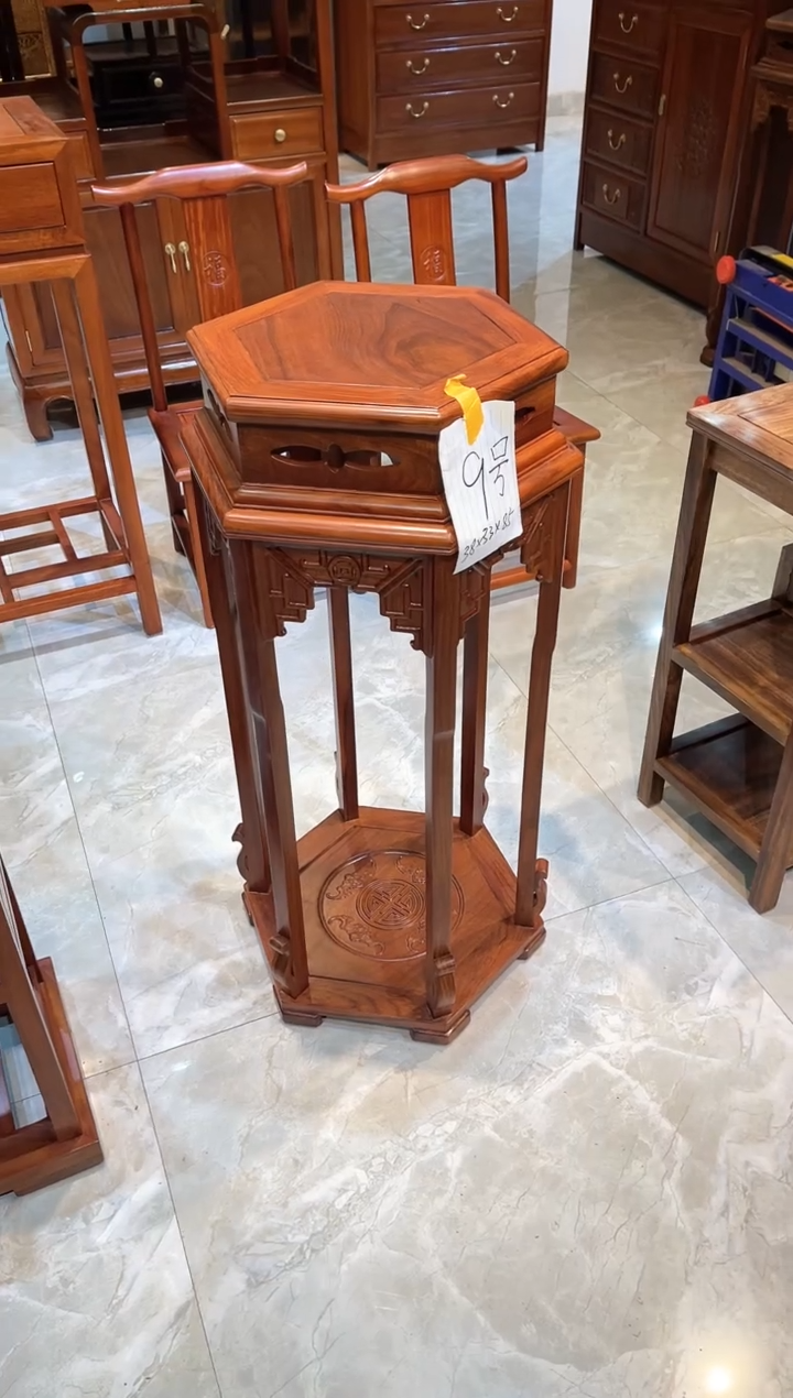 花梨木类成套家具大六角花架38*33*85