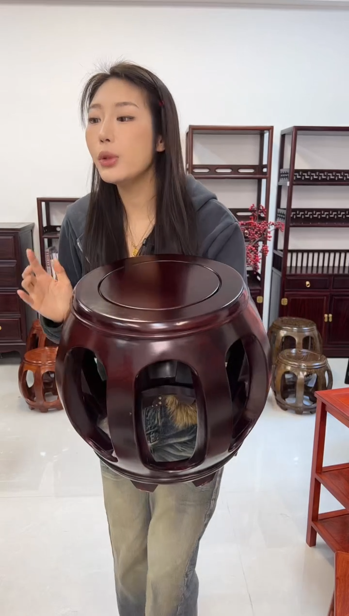 花梨木类家具花梨木小鼓凳酸枝色2张