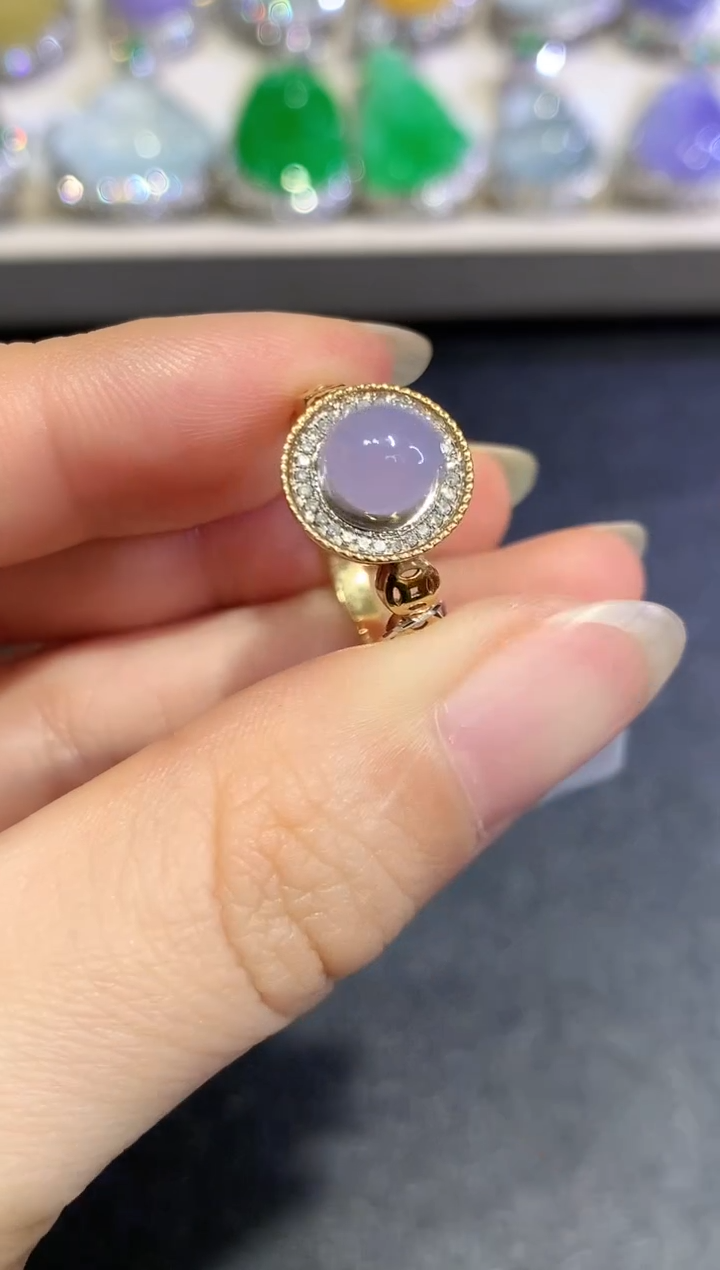 【闪购商品】翡翠戒指18K金镶嵌C96   多样性 一件发货紫货有色差