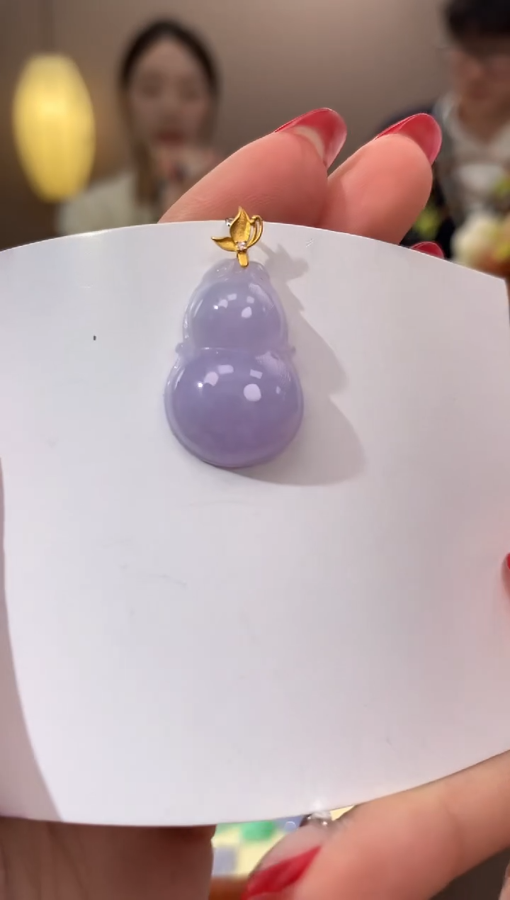 【闪购商品】翡翠颈饰18K金镶嵌天然缅甸a货翡翠