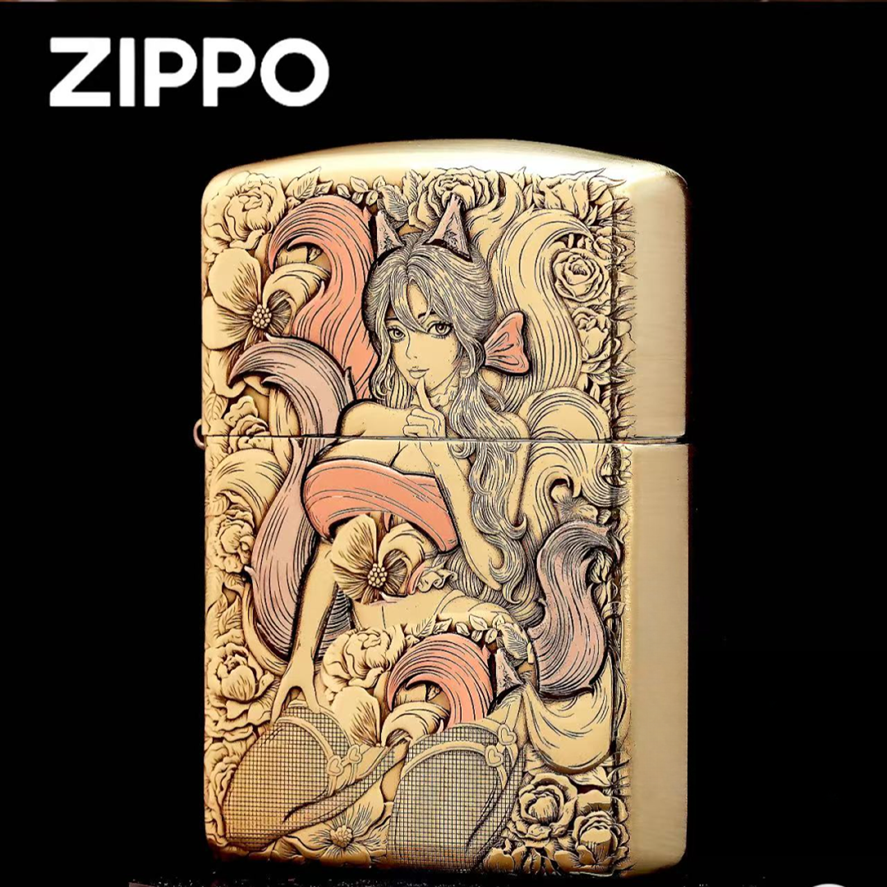 ZIPPO打火机【九尾狐】黄铜盔甲紫铜正版原装正品防风煤油男士DYJ1