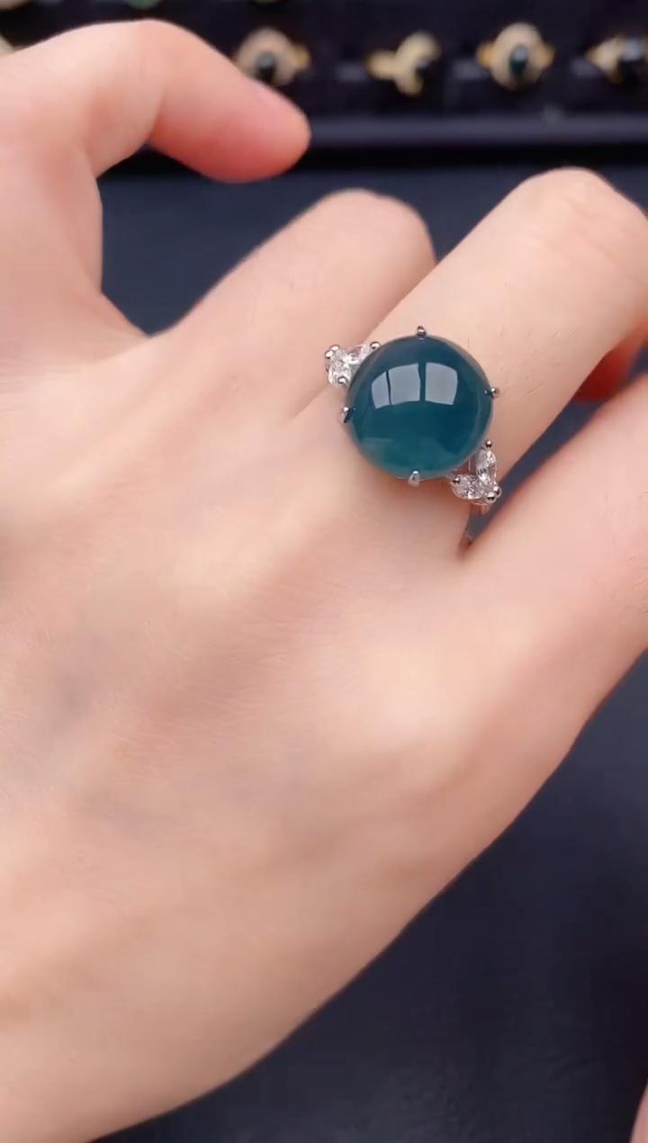 银S925镶嵌戒指翡翠天然a货翡翠16