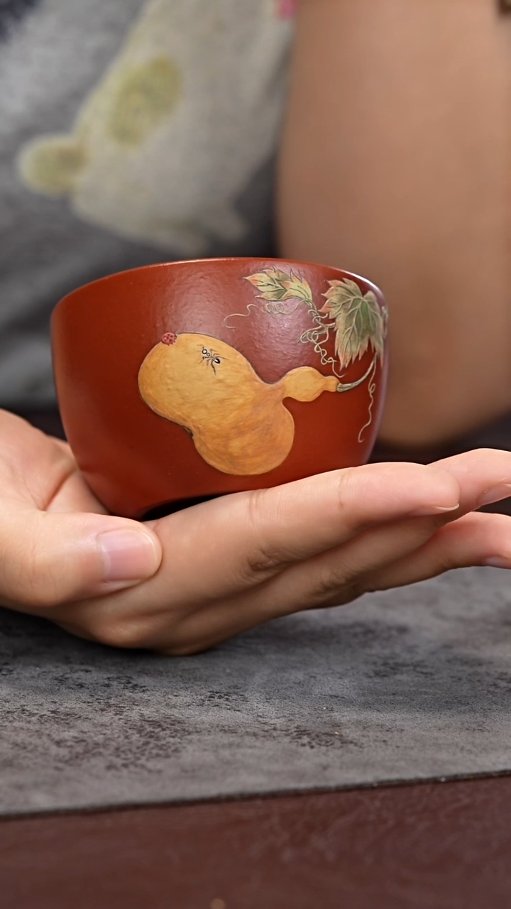 茶杯紫砂葫芦杯 敦敦杯 朱泥