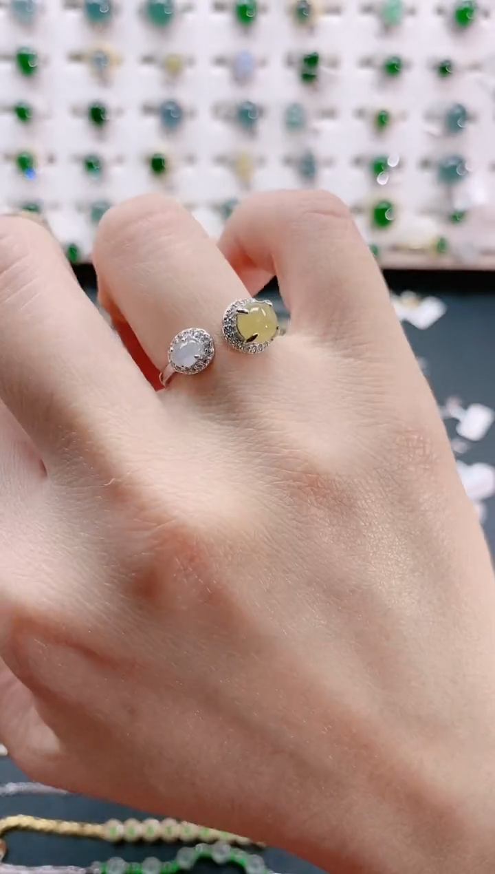 【闪购商品】翡翠戒指银S925镶嵌天然翡翠