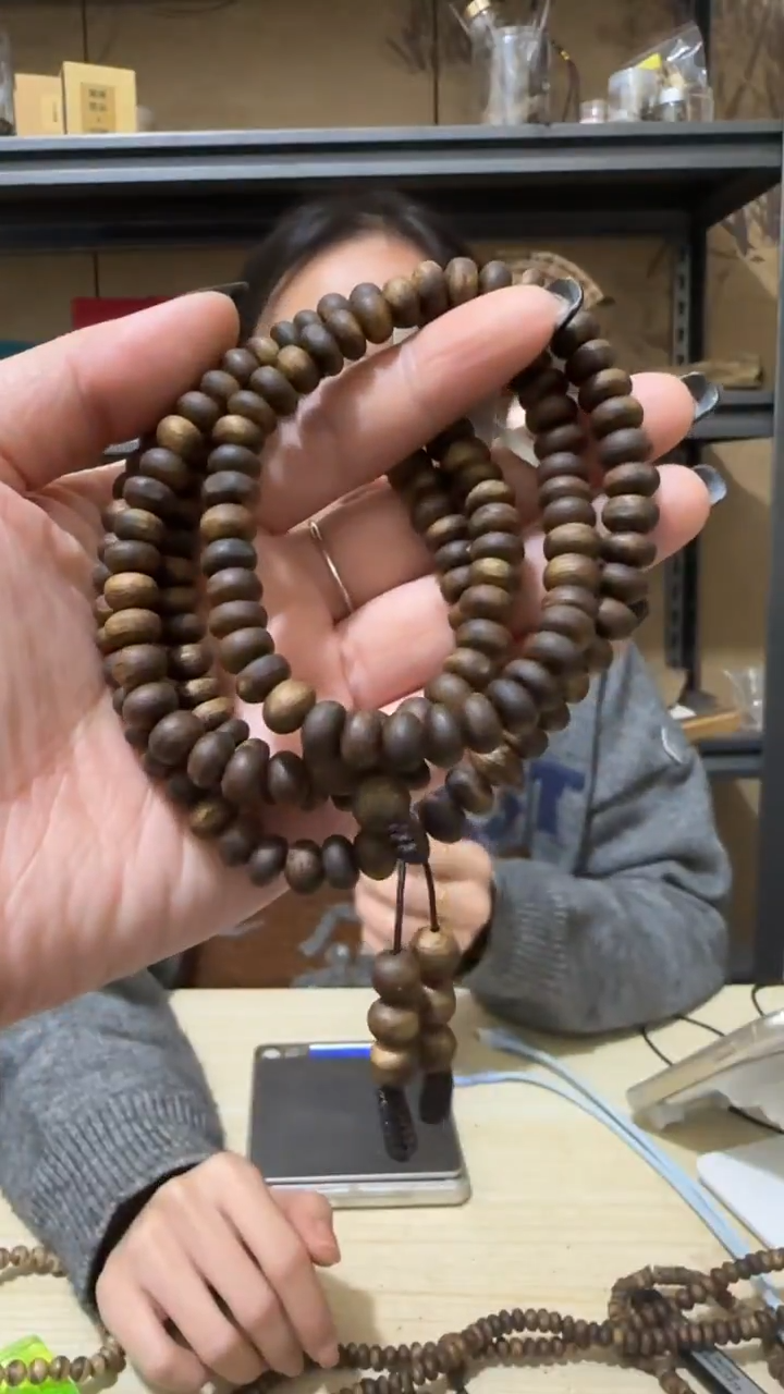 【闪购商品】沉香手串32号棋楠虫漏料多圈22克+