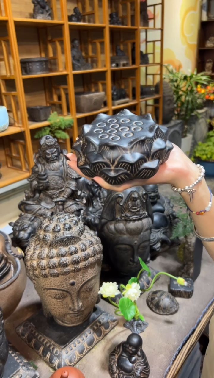 陶土【火山泥】莲蓬实心底座