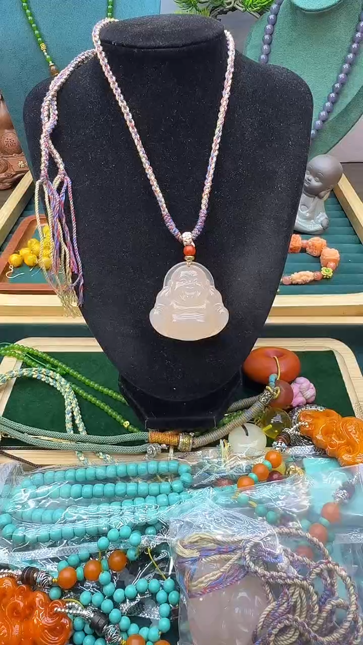 和田玉14K金镶嵌颈饰QW74