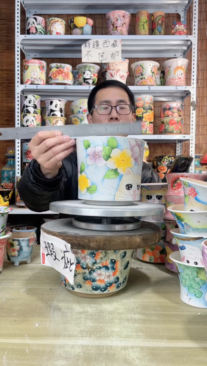 【闪购商品】摆件824陶花岛多肉陶瓷花盆罐——微瑕