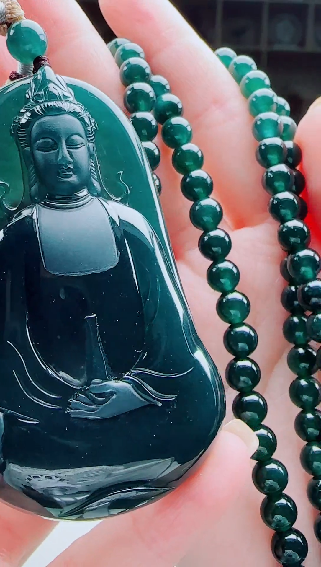 颈饰未镶嵌翡翠多样性发其一79575         观音+珠链