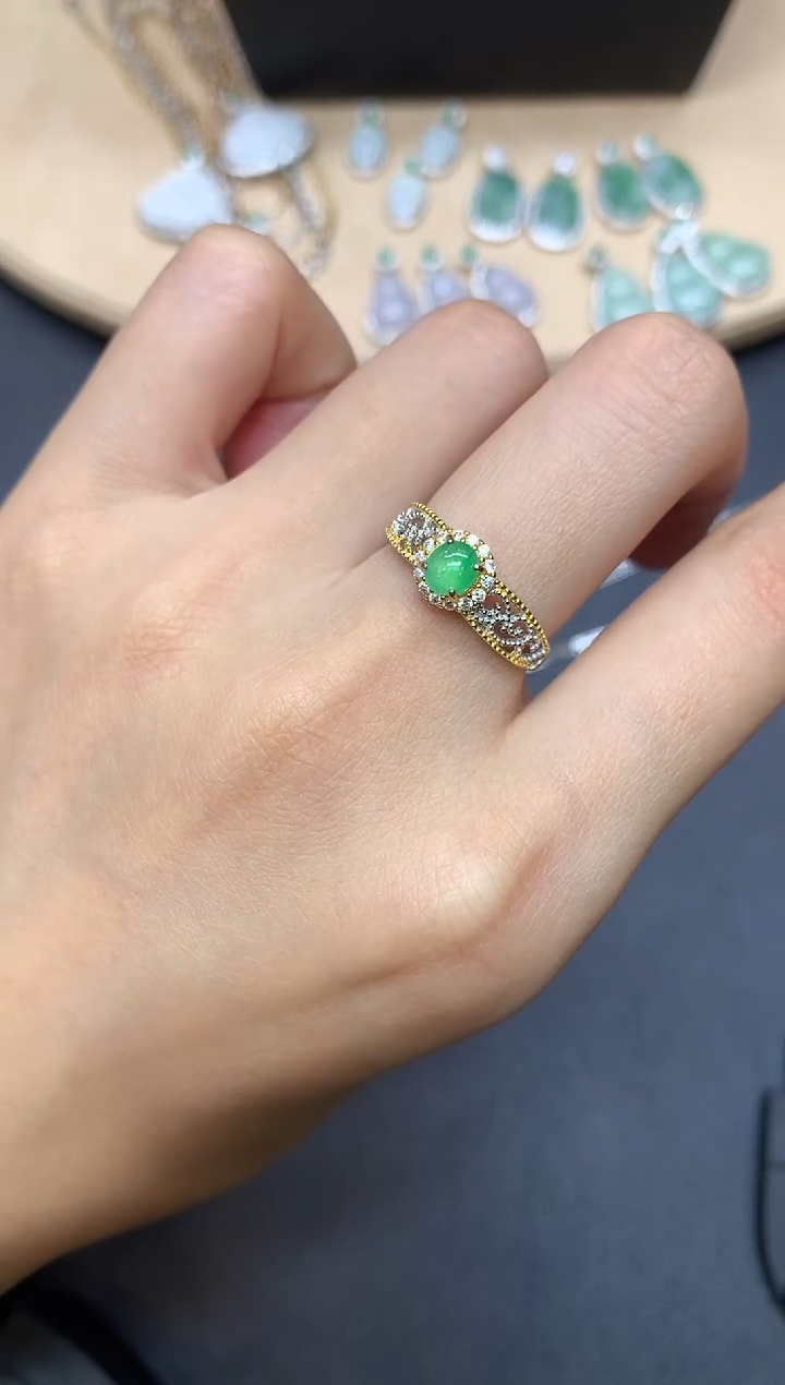 【闪购商品】翡翠戒指银S925镶嵌蛋面【无服务费】