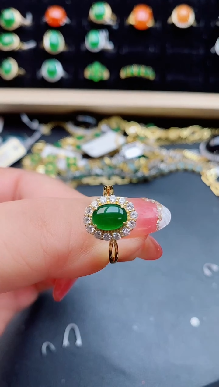 【闪购商品】翡翠戒指银S925镶嵌508050