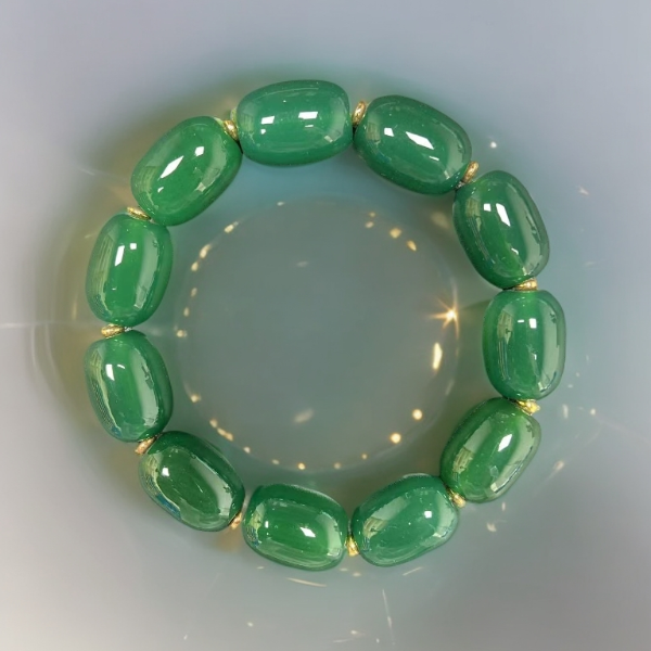 正品天然高端绿玛瑙桶珠玉手串13*17MM精美百搭男女单圈适合送礼