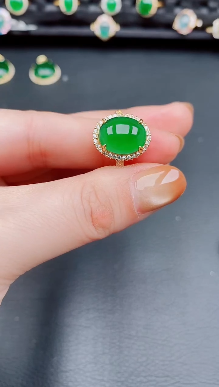 【闪购商品】翡翠戒指银S925镶嵌天然a货翡翠135