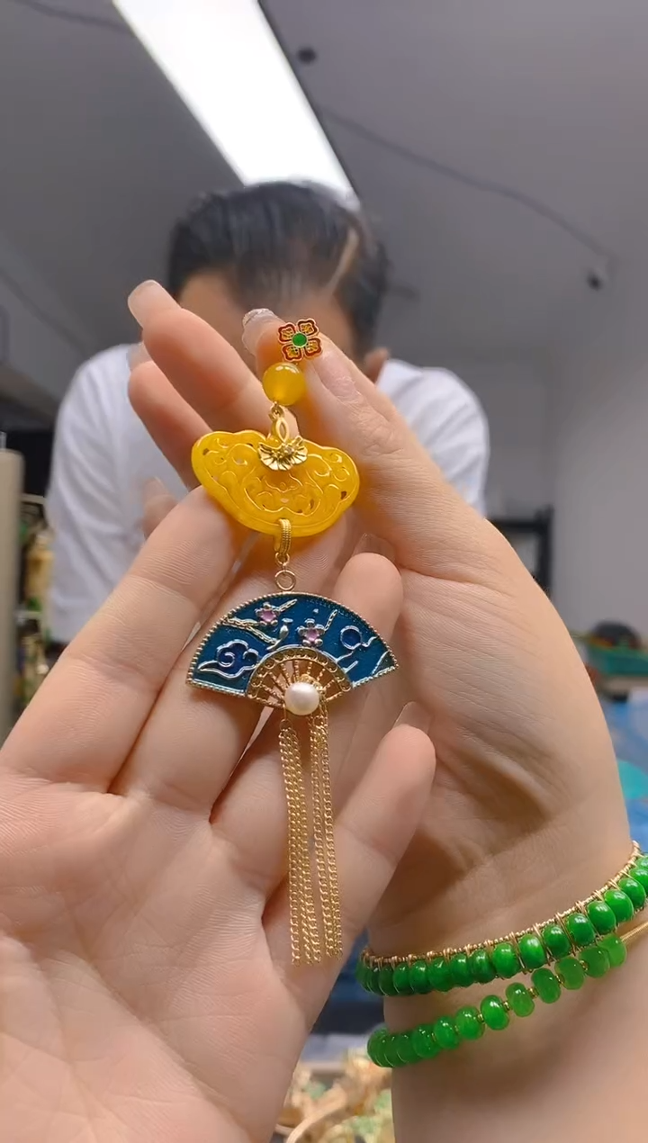 【闪购商品】翡翠耳饰合金360翡翠压襟