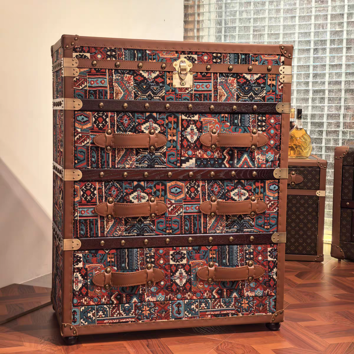 【ZC·宗宸家居】波普艺术复古抽象斗柜收纳储物柜长85宽45高106cm