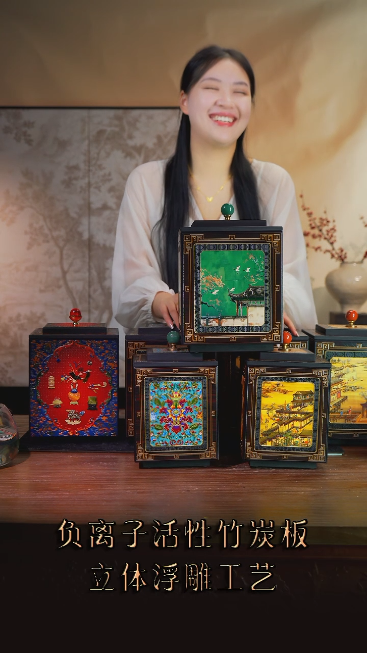 大***宙壹藏贰宝瑞鹤图图案18公分茶叶罐