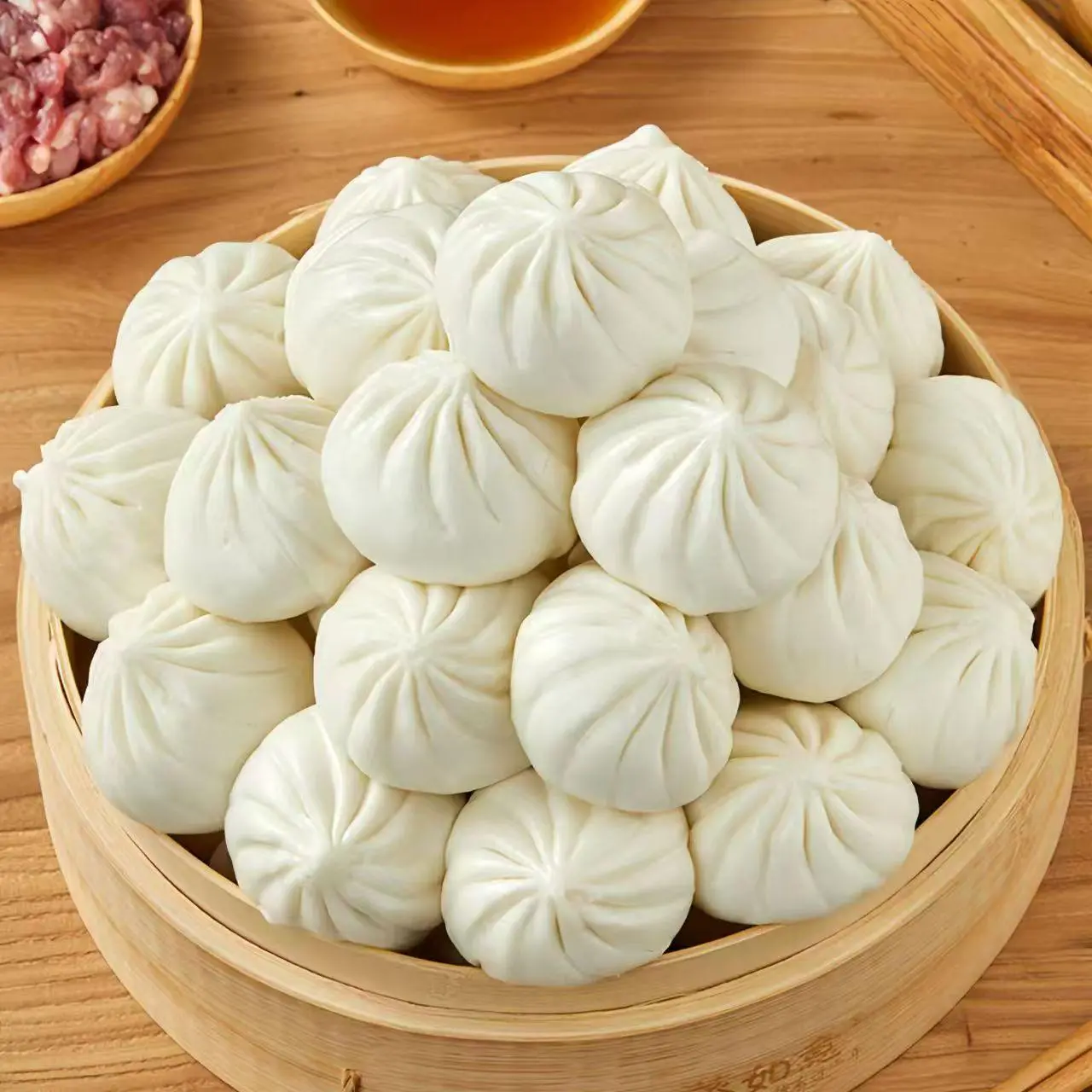 杭州风味老面鲜肉小笼包速冻速食包子早餐包子蒸煎包摆摊批发